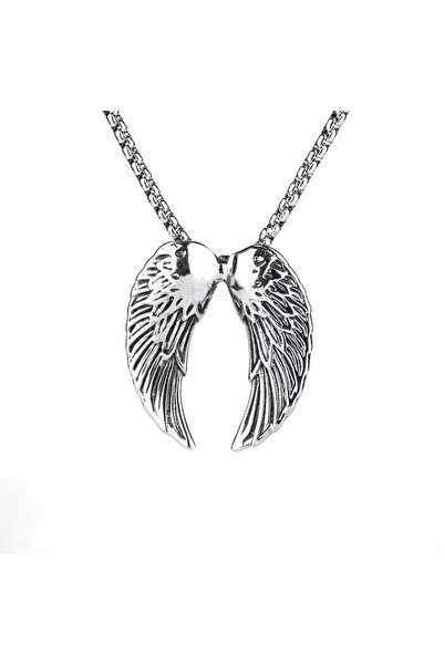 EFAYN.RO Pendant chain, angel wings pattern, unisex, silver, EFAYN