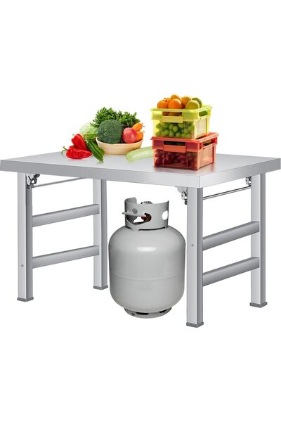Garvee Folding Stainless Steel Table, 600 LBS Capacity Commercial Prep Workst...