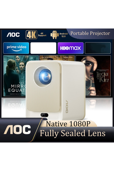 Aoc Sealed Projector 9000L 1080P 4K AutoFocus 250" Wireless Phone PC Portable