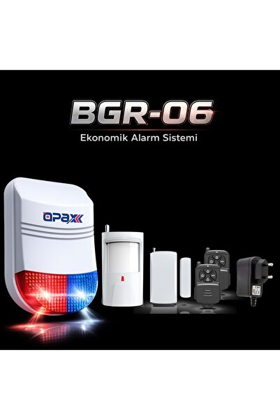 OPAX BGR-06 EKONOMİK ALARM SİSTEMİ (SİREN+PIR+MANYETİK KONTAK+2 ADET KUMANDA+...