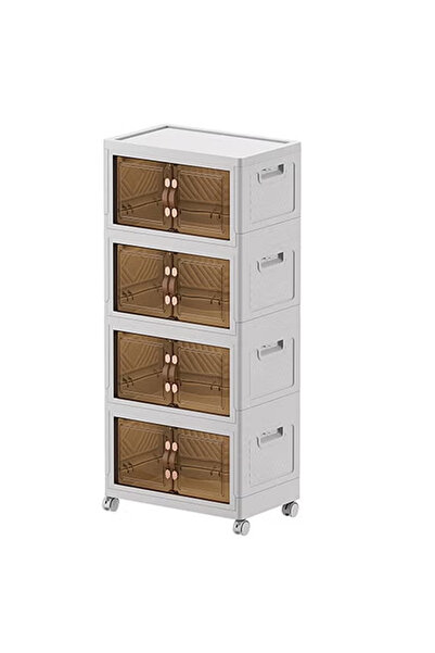 KEKE 4 Layers Multi-Functional Foldable Storage Cabinet with Doors and Wheels...