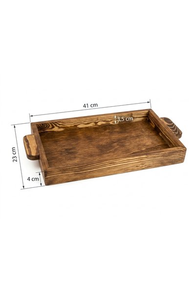 Makodesign Walnut Color, Natural Wood, Decorative, Luxury Tray, Coffee Presentation, Presentation Tray, Service Tray Set of 2