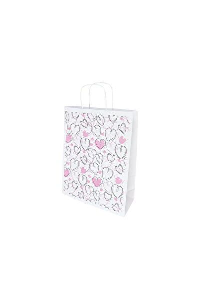 Papette Set of 50 Kraft Paper Bags with Love Sketchy Hearts Pattern 22 x 31(H...