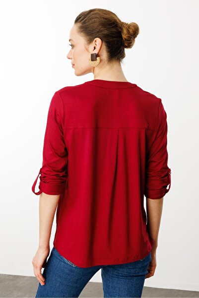 Desen Γυναικεία μπλούζα με ανοιχτό γιακά και κουμπιά μπροστά, από χτενισμένο ...