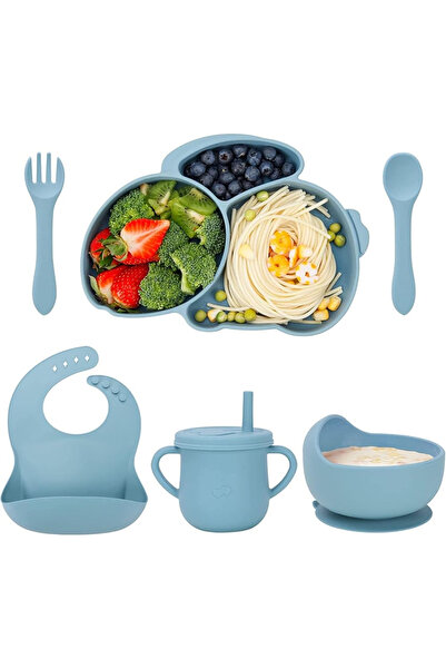 Arabest No-Mess Baby Feeding Set — Strong Suction Bowls + Soft Spoons (Blue)