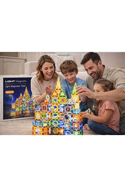 ydn Manyetik Tiles Light Versiyon 100 Parça Manyetik Eğitici Oyuncak
