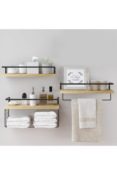 Sumkyle Set of 3 Wood Floating Shelves,For living room, bathroom, kitchen