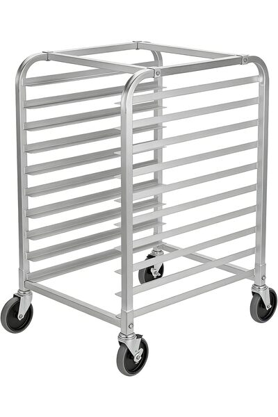 Garvee عربة تبريد متنقلة بعجلات قابلة للقفل مع رف ألومنيوم من 10 طبقات لأواني...