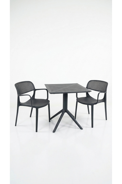 Çavdar Group Barby 2 Kişilik Bistro Set 70x70 Sorty Masa 2 Adet Barby Kollu K...