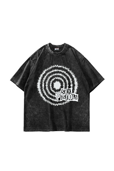 Bak Moda S*x Pistols cu imprimeu supradimensionat Tricou negru unisex lavabil