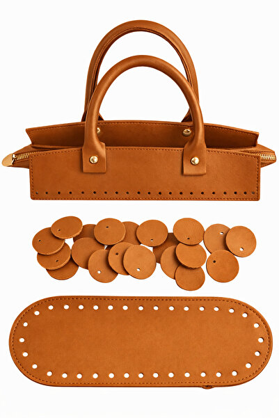 BD fold yarn Sequin Bag Tan Knitting Kit Leather Kit 125 Pieces of Sequins