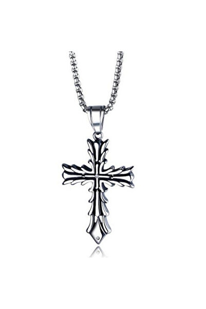EFAYN.RO Cross pendant chain, M3, unisex, dark silver, EFAYN