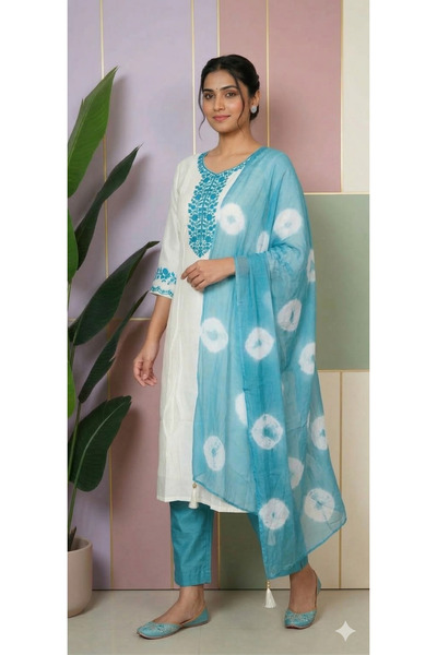 THUGFIT SKY BLUE AND WHITE EMBRIODRY SALWAR SUIT