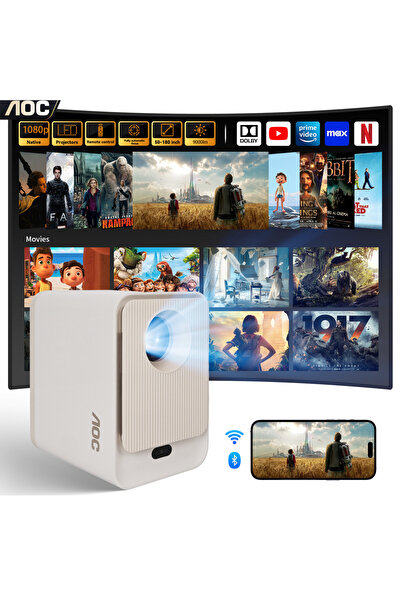 Aoc جهاز عرض بصري مغلق 9000L بدقة 1080P و4K مع تركيز تلقائي وشاشة 250 بوصة ذك...