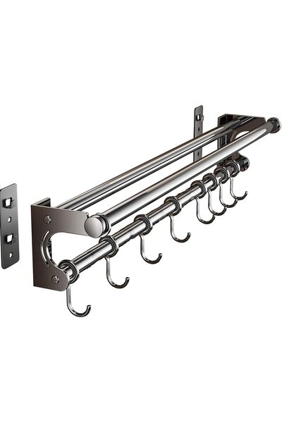 Arabest Utensil Hanging Rack, Space-Saving, with Hooks, Wall Mount, for Kitch...