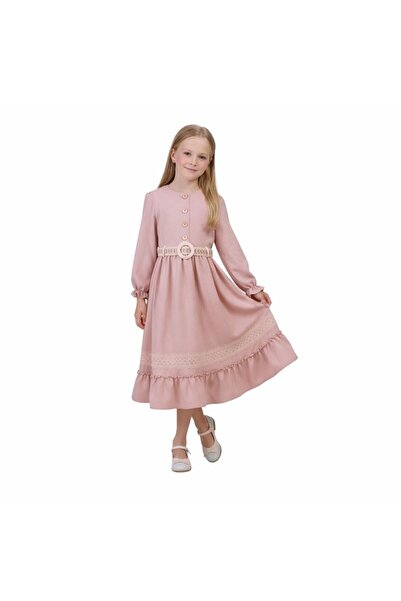 Bebeu فستان بناتي من GVN مصنوع من الكتان الفلامي