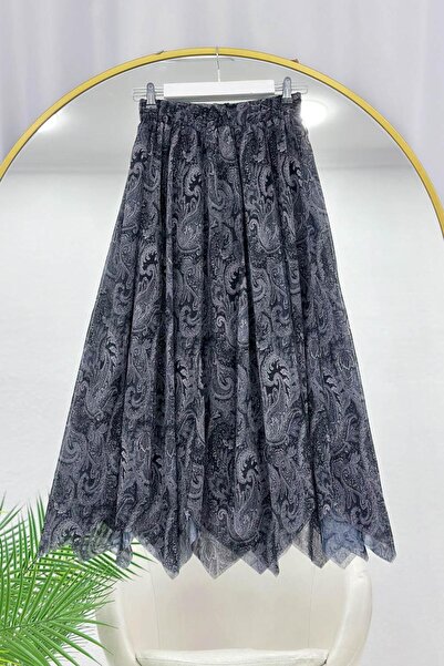 VOLT CLOTHİNG Asymmetric Cut Chiffon Skirt with Lining