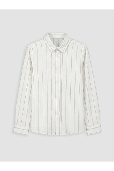 LC Waikiki Rmz Gi̇yi̇m Farkiyla Long Sleeve Striped Dobby Boys' Shirt