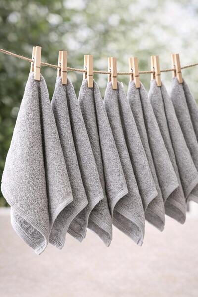 TEXTİLES MAGİC LAMP 7'li Gri Çok Amaçlı Bambu Mini Havlu Seti - Bebek, Mutfak...