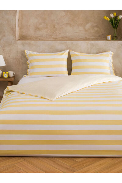 LC Waikiki Σετ Παπλωματοθήκης Διπλό Κρεβάτι με Κίτρινες Ρίγες