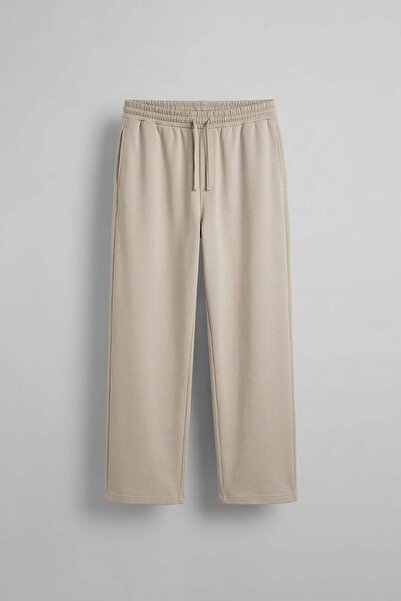 ablukaonline Men's Baggy Fit Relaxed Fit Stretch Fabric Sweatpants Beige