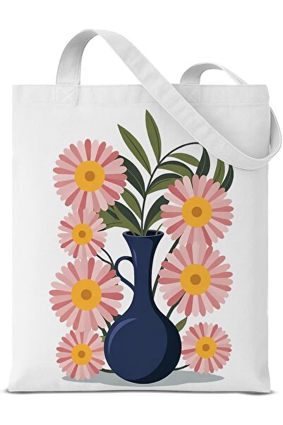 NASAQ Aesthetic Floral Canvas Tote Bag for Girls Reusable Grocery Shoulder Ba...