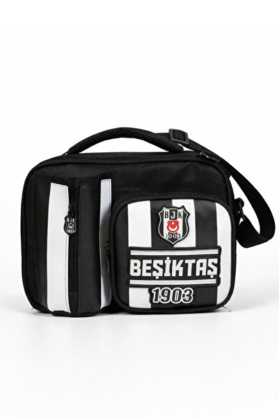 Beşiktaş Licensed Patterned Rubber Logo Lunch Bag with Water-Repellent Fabric