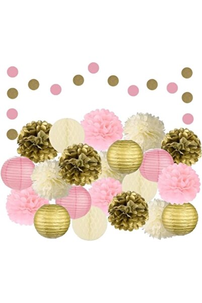 OEM Party Decoration Kit – Rose Gold, Ivory, Paper Pom Poms, Paper Lanterns 2...