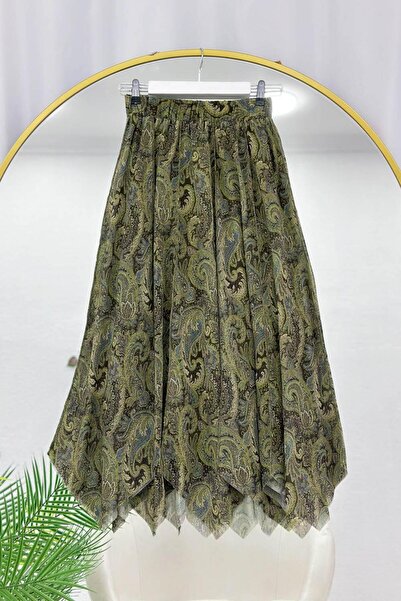 VOLT CLOTHİNG Asymmetric Cut Chiffon Skirt with Lining