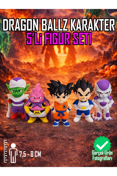 Suelo Butik 5'li Dragon Ballz Karakterleri Figür Seti Son Goku, Vegeta, Picco...