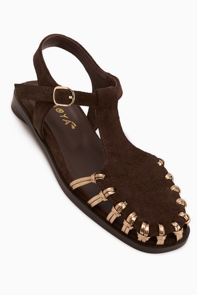 Limoya Sandale de damă Kiera din piele naturală maro din piele intoarsa cu curea