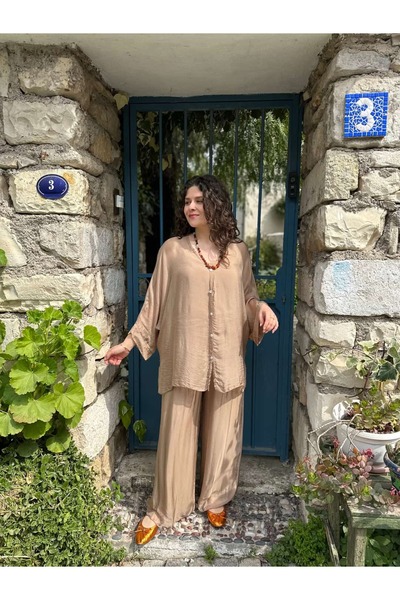 İtalyan İpek Bluz Pantolon Takım 3959T
