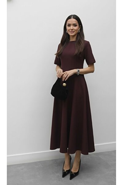 My Blog فستان ميدي باللون الأحمر الداكن - 5174