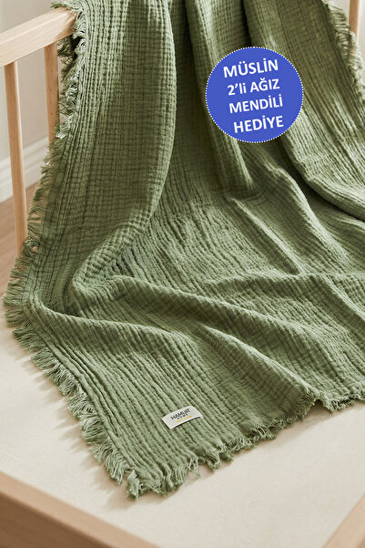 HAMUR Baby Muslin Pique Blanket 100% Cotton 2-Piece Diaper Gift Newborn 85X10...