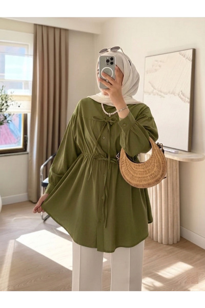 unika boutique Kadın Büzgü Detaylı Tesettür Gömlek