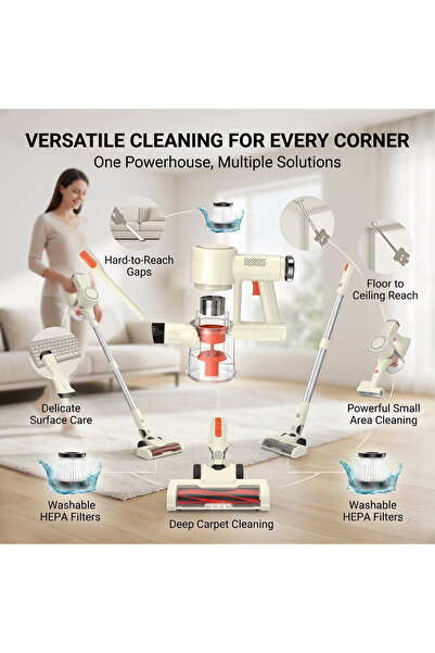 Yallabena 🧹 4000mAh Cordless Stick Vacuum | 13KPa Suction & Washable Filters 🧹