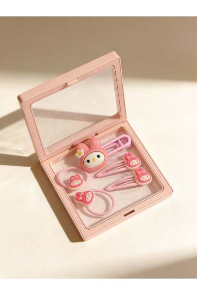 Katia&Bony Σετ 5 χαριτωμένων πλαστικών αγκράφες για κορίτσια σε ανοιχτό ροζ χ...