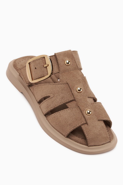 Limoya شبشب نسائي من جلد المنك من جويلا مع مشبك