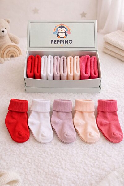 Peppino Organik Pamuk Unisex 5'li Kutulu Premium Yeni Doğan Bebek Çorabı