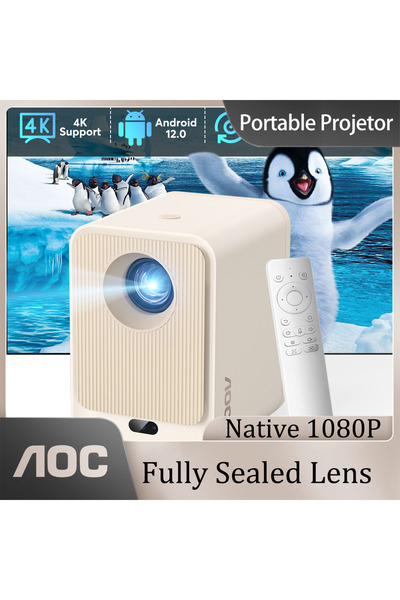 Aoc Sealed Smart Projector 9000L 1080P 4K AutoFocus 250" Wireless Phone Portable
