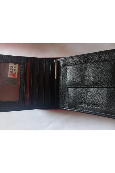HASSION Men's wallet made of genuine leather with clasps, pen and windows