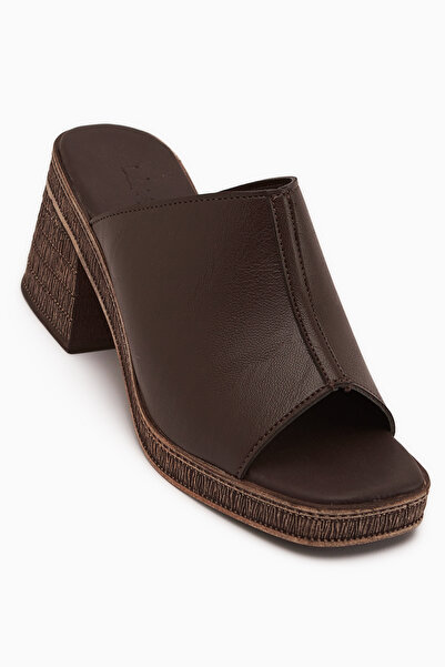 Limoya Papuci de damă Fanny din piele naturală maro cu toc