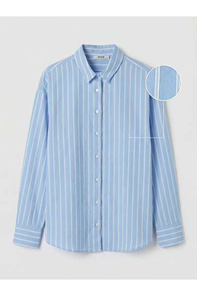 LC Waikiki Rmz Gi̇yi̇m Farkiyla Striped Loose Fit Women's Shirt