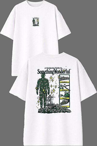 VSRN Something Wonderful Design Front and Back Printed White Oversize T-Shirt