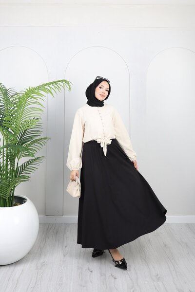 Nergis Neva Butik Biritli Skirt Top Modal Shirt