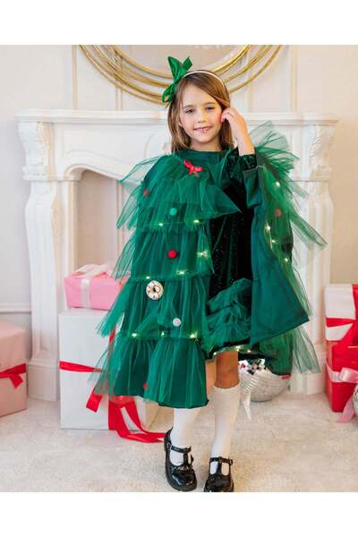 fustite cu luminite Christmas Tree Light Cape - One Size