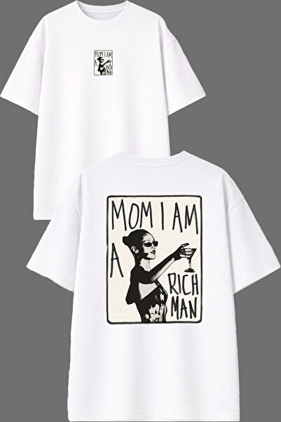 VSRN Μπλουζάκι Rich Man Design με στάμπα μπροστά και πίσω, λευκό, oversized