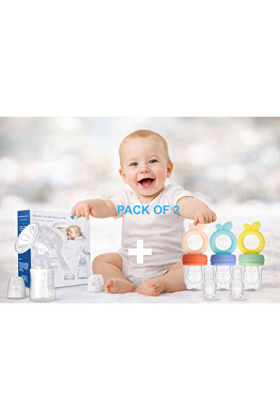 AdamFz Baby Feeding Bundle – Manual Breast Pump & Silicone Fruit Feeder (Pack...