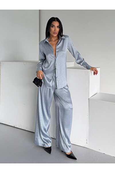 delis Set pijama dama din doua piese, cu nasturi – 2500407, Gri