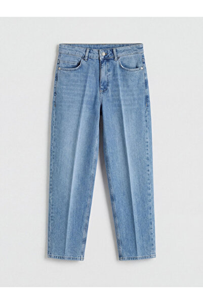 LC Waikiki Indigo High Waist Barrel Fit Women's Jean Trousers